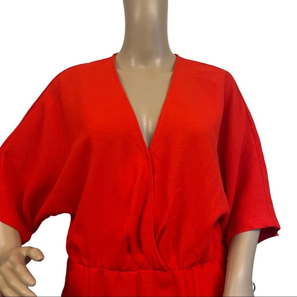 Red‎ Playsuit Romper Shortset by See U Soon V-Neck Dolman Sleeve Size S - Picture 3 of 15